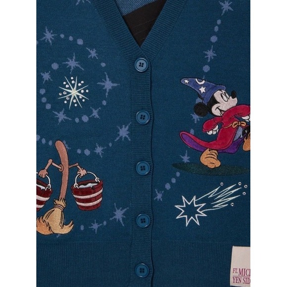 NEW EXCLUSIVE Disney Mickey Mouse Fantasia Embroidered Icons Womens Cardigan 3XL - Picture 3 of 4
